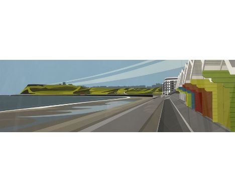 Ian Mitchell (British 20th Century): 'North Bay Beach Huts' Scarborough, limited edition digital lithograph signed titled and