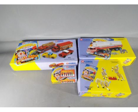Corgi - Two boxed diecast model vehicles with two boxed figures sets from the 'Chipperfields' range. Lot includes 14201 Foden