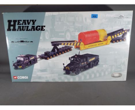 Corgi - mint and boxed Corgi Heavy Haulage set Wynns Transport Scammell Contractor with Nicholas girder trailer Stator Core.