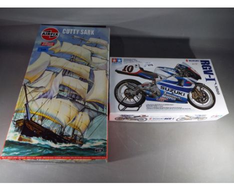 Airfix, Tamiya - an Airfix Cutty Sark Vintage Classics model kit #A09235V 1:130 scale and Tamiya Suzuki RGV G XR89 1/12th sca