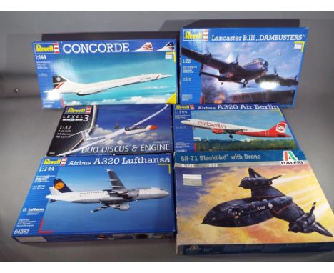 Revell - a selection of Revell 1/72 scale and 1/144 scale aircrafts to include Concorde, Lancaster B111 Dambusters, Airbus A3