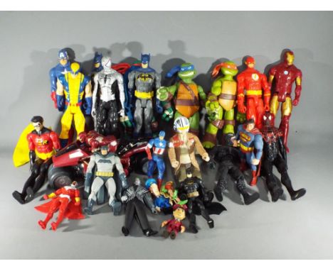 Marvel, Playmates, Hasbro and Others - Over 20 unboxed action figures in various scales. Lot includes Wolverine; Captain Amer