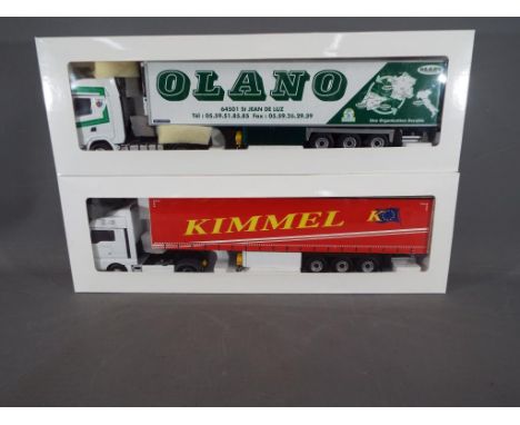 Eligor models - two mint and boxed Eligor models a Scania S450 Semi Frigo Lamberet Olano and a MAN TSX Euro Tautliner trailer