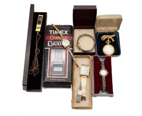 A collection of six watches, including: Timex, Rone, Savoy and others.