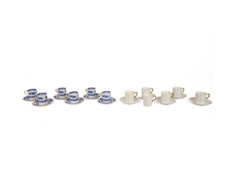 Coalport 6 x Coffee Cans &amp; 5 x Saucers, in white glaze with gilt handles, together with Cauldron Coffee set of 6 x cans a