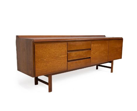 White &amp; Newton Ltd Teak 1960's Sideboard. Right hand double doors open to reveal fixed shelf, three central drawers (top 