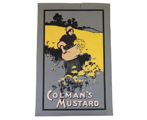 Vintage Coleman's Mustard Advertising Poster, c1960s-70s. A lithographic print on paper of a mustard seed picker, originally 