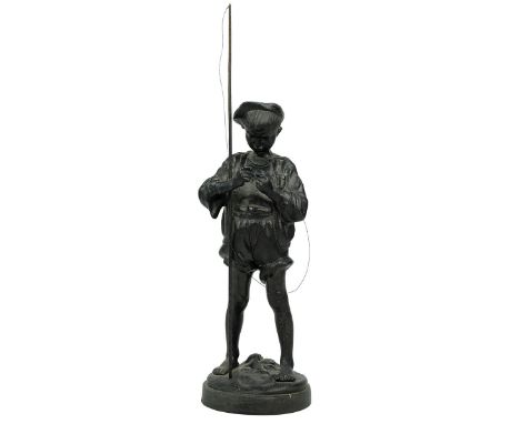 A vintage soviet cast iron fishing boy, circa 1969. Marked to underside, H 36cm, diameter 10cm.