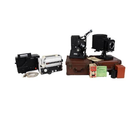 Vintage cine projectors. Ensign Optiscope No. 6 in case; Spectro in case, 9.5mm/16mm; Eumig Mark S 810 D, 8mm; Eumig S905, 8m