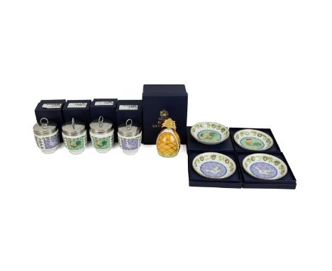 Assortment of Royal Worcester lidded egg cobblers decorated with chickens and ducks including matching saucers all in origina