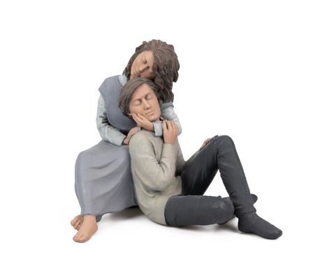Elisa limited edition (2449/5000) 'Whispers' figurine of a seated couple in embrace. Paper label and button to base. Height 2