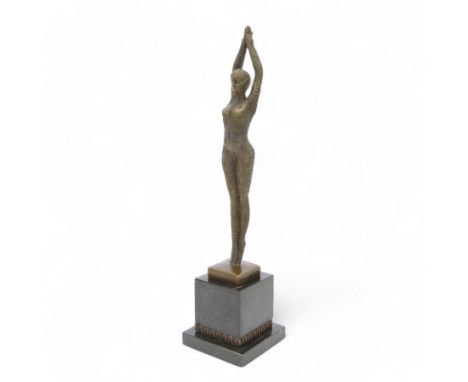 Art Deco style bronze, Starfish dancer, upon a black marble plinth, after Dimetri H Chiparus, signed and with foundry mark, H