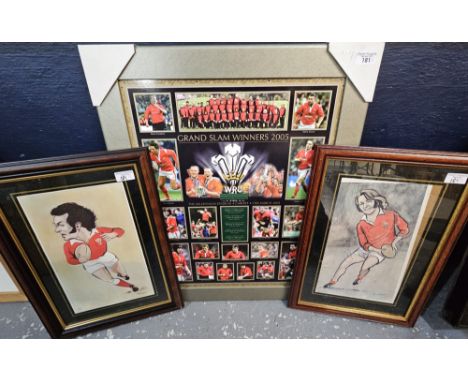 Tim Holder, signed portrait of Welsh Rugby star JPR Williams, another similar unsigned Gareth Edwards, and a commutative phot