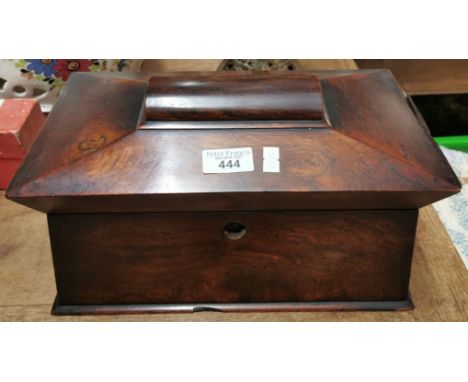 Early 19th century sarcophagus shaped rosewood tea caddy with loop handles. (B.P. 21% + VAT)