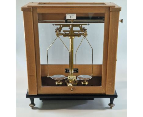 Cased chemical balance scales by Stanton Instruments Ltd London. (B.P. 21% + VAT)