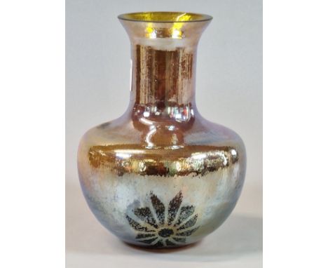 Caithness Scottish Art Glass 'Alchemy' gold iridescent vase,  designed by Helen Macdonald. 16.5cm high approx. (B.P. 21% + VA