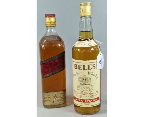 Johnnie Walker Red Label Old Scotch Whisky. 70% proof. 26 2/3 fl ozs., together with a bottle of Bells Old Scotch Whisky Extr