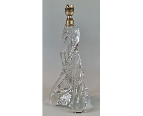Mid century French clear and heavy glass table lamp, in the style of Baccarat. 34cm high approx. (B.P. 21% + VAT)