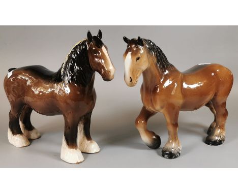 Beswick china study of a Shire Horse, together with another china ceramic study of a horse. (2) (B.P. 21% + VAT)