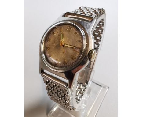 West End Watch Company, Everbrite vintage steel small head wristwatch, with baton numerals, sweep seconds hand and date apert