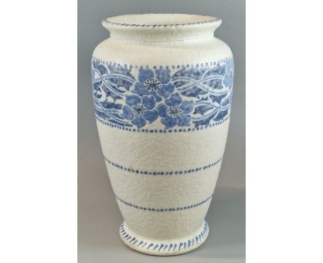 Charlotte Rhead, a blue and white ‘Blossom’ pattern baluster vase, shape No 4538. 27cm high approx. (B.P. 21% + VAT)