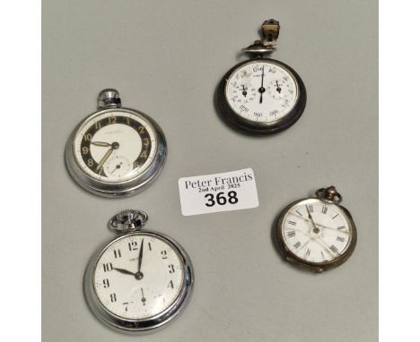 Silver ladies' fancy engraved fob watch, together with and Ingersoll and a Smiths chrome plated open faced pocket watch, toge