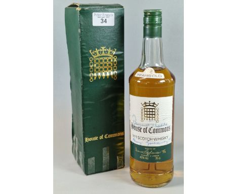 Bottle of House of Commons No. 1 Scotch Whisky, 12 years old. 75cl. 70% Vol. Signed by Margaret Thatcher. In original box. (B