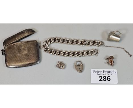 Early 20th century silver engine turned vesta case. Birmingham hallmarks. 0.8 troy oz approx. Together with small collection 
