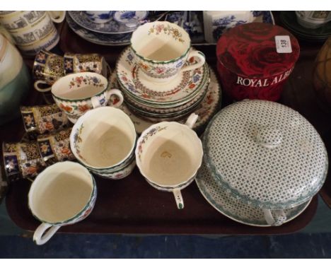 A Tray of Copeland Spode Chinese Rose Tea Wares Imari Patterned Coffee Wares Etc. 