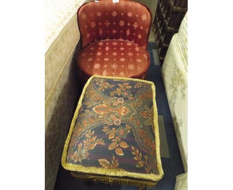 An Upholstered Stool and A Nursing Chair. 