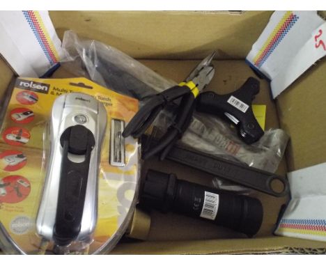 A Box of Various Tools to Include Pliers Spanners Padlocks. 