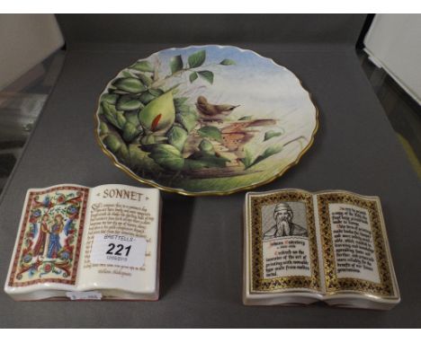 Two Spode Millennium Celebration Boxed Paperweights with Gold Buttons and A Decorated Plate. 