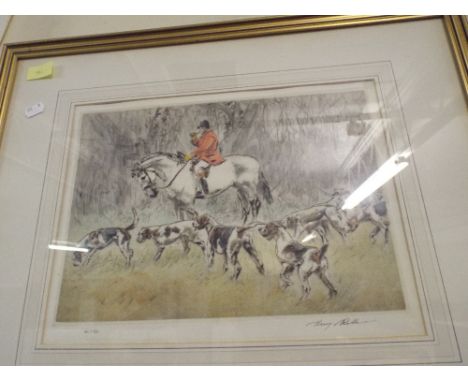 A Framed Limited Sporting Print, Huntsman and Hounds Signed by The Artist.