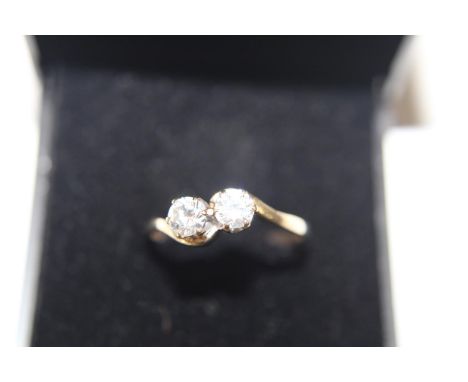 A 9ct gold twin stone ring size M 1/2 