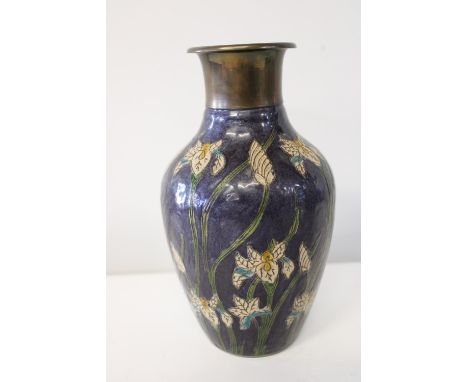 A cloisonne style vintage vase h21cm 