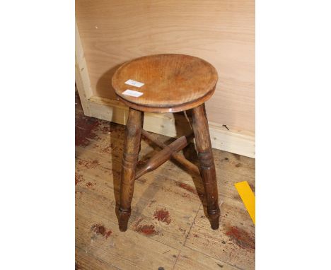 A vintage pine four legged stool h45cm Collection Only 