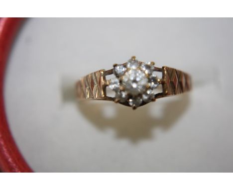 A 9ct gold white stone cluster ring size N 1/2 