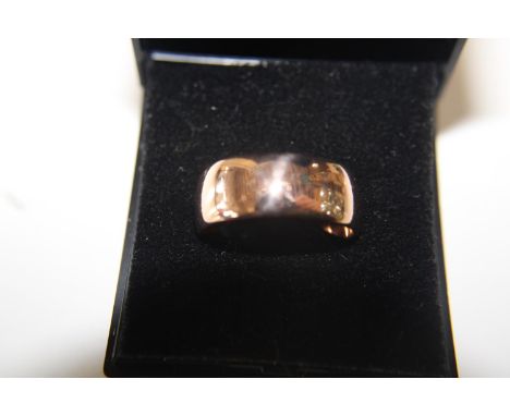 A 9ct rose gold large band ring size T 