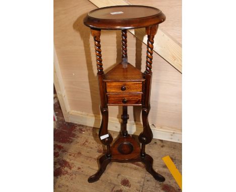 A quality made vintage wooden planter stand with two middle draws h87cm Collection Only 