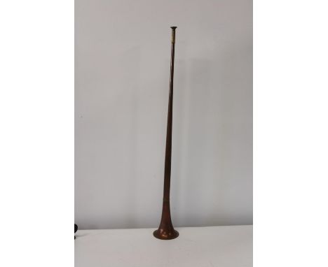 A brass &amp; copper hunting horn Height 80cm 
