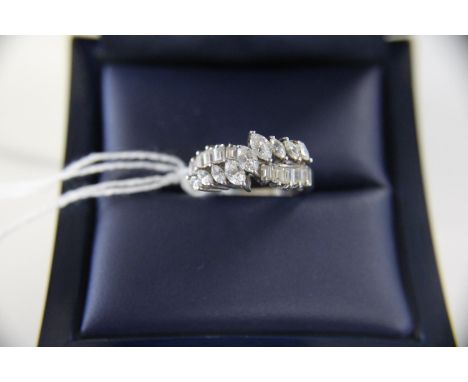 A boxed 925 silver &amp; CZ stones ring Size O 1/2 