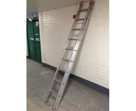 An aluminium twin section extension ladder 