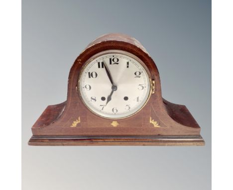 An Edwardian inlaid mahogany mantel clock 