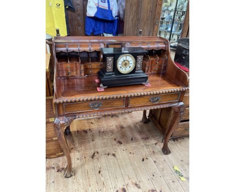Mahogany Chippendale style Carlton House style desk, 105cm by 107cm by 60cm.
