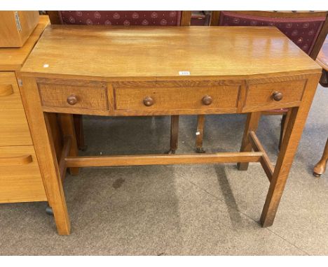Early 20th Century oak three drawer console table, 74cm by 91cm by 46cm.