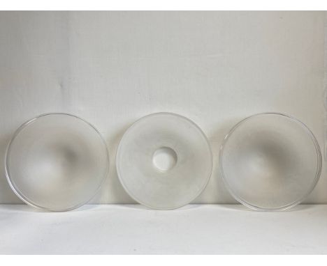 Three 20th century moulded glass plafonnier light shades. Ø.40.5cm 