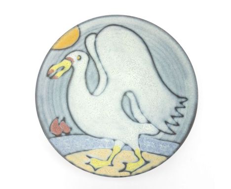 A Tessa Fuchs Art Pottery shallow bowl ‘Seagull’Date: 20th century  Impressed TF Size: 16.3cm diam  4cm  highCondition: In go