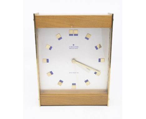 Junghans electronic Ato-mats wall clock with battery operated movement, with 7" squared silvered dial with brass & blue colou