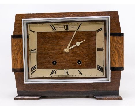 James Walker Ltd London Art Deco style mantel clock with 2 train 8 day Gerrard movement, serial number S23225. Rectangular di