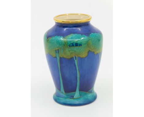 Moorcroft enamel Moonlit baluster vase. Height approx 8cm. No signs of damage.